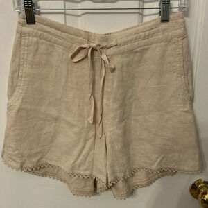 Nordstrom Caslon Women’s (S) Tan Linen Rayon Boho Summer Shorts